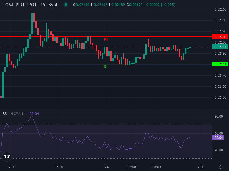 HOME/USDT advanced chart with recent price action
